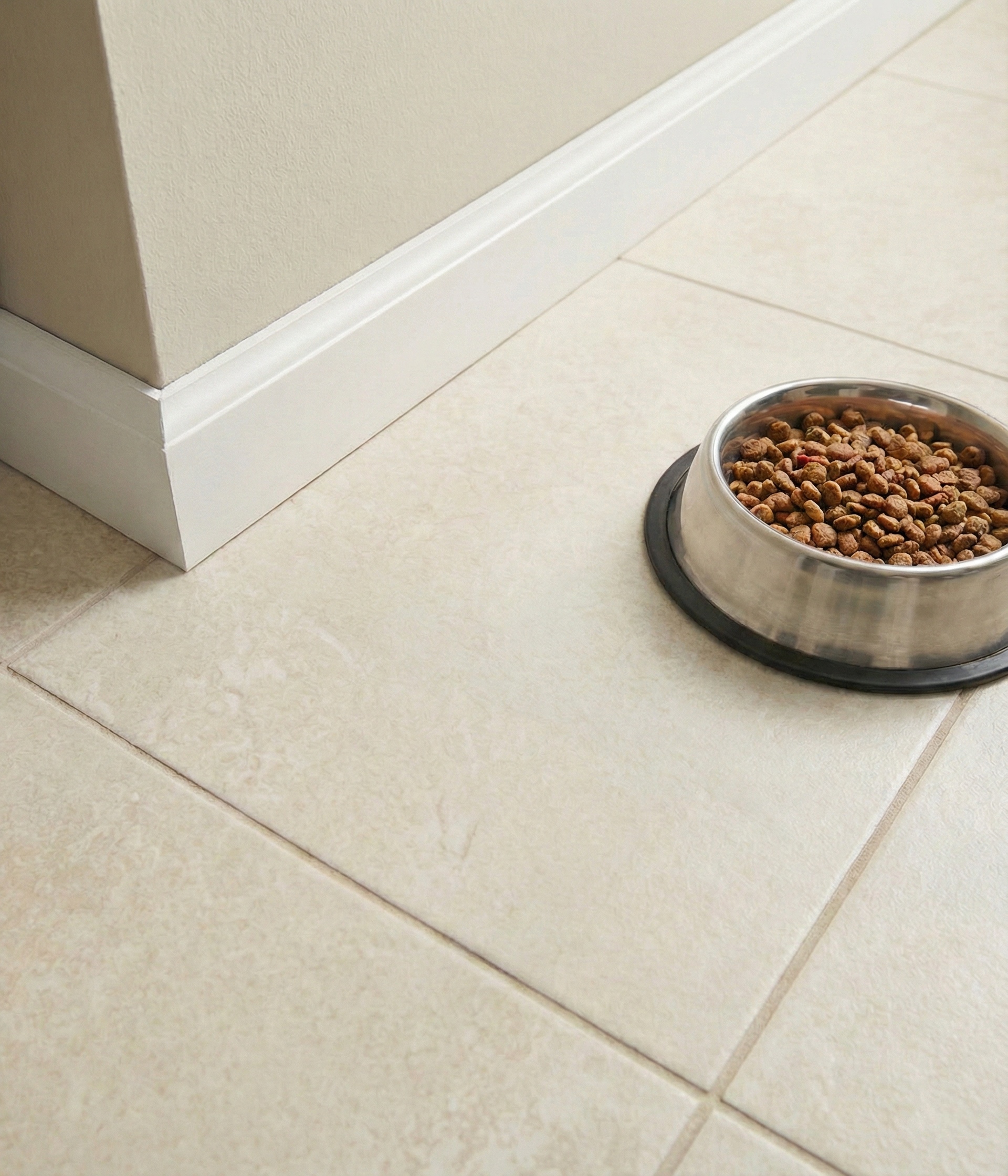 Spotless kitchen floor after professional pest eradication and sanitizing service.